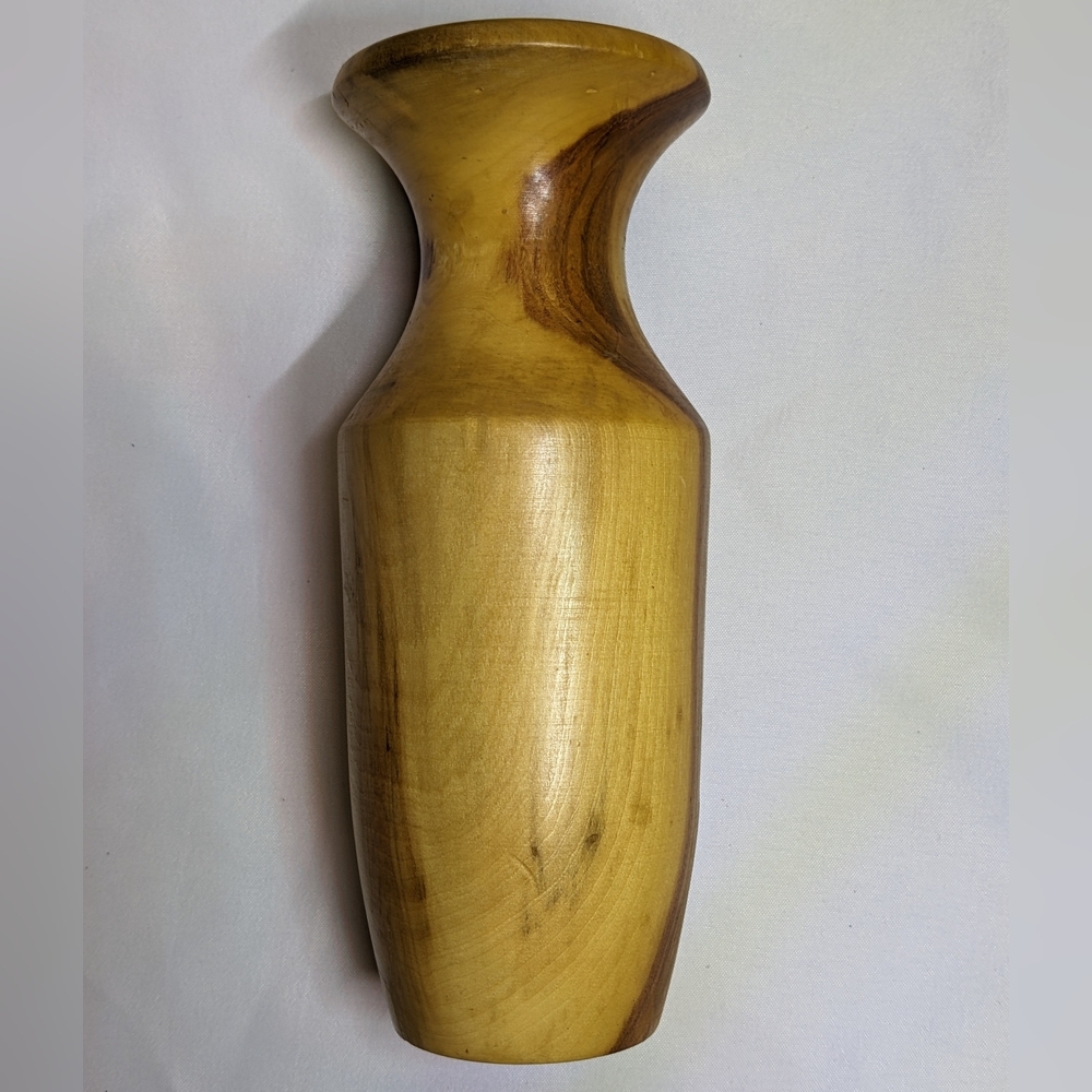 Dave Patton Signed Wood Vase, Lathe Turned Hard Maple?, 9" - Picture 3 of 11